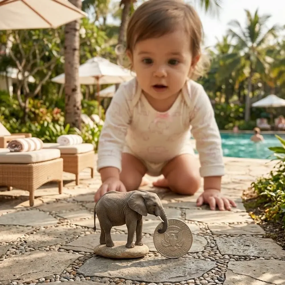 Carter's Baby Girls Pink Elephant Print Long-Sleeve Bodysuit 9M